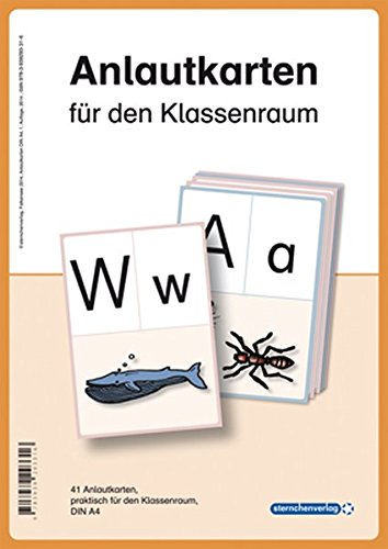 Anlautkarten für den Klassenraum - Druckschrift: 41 Anlautkarten, praktisch für den Klassenraum, 170 Gramm, A4 auch geeignet zum Laminieren (Mein Sternchenheft)