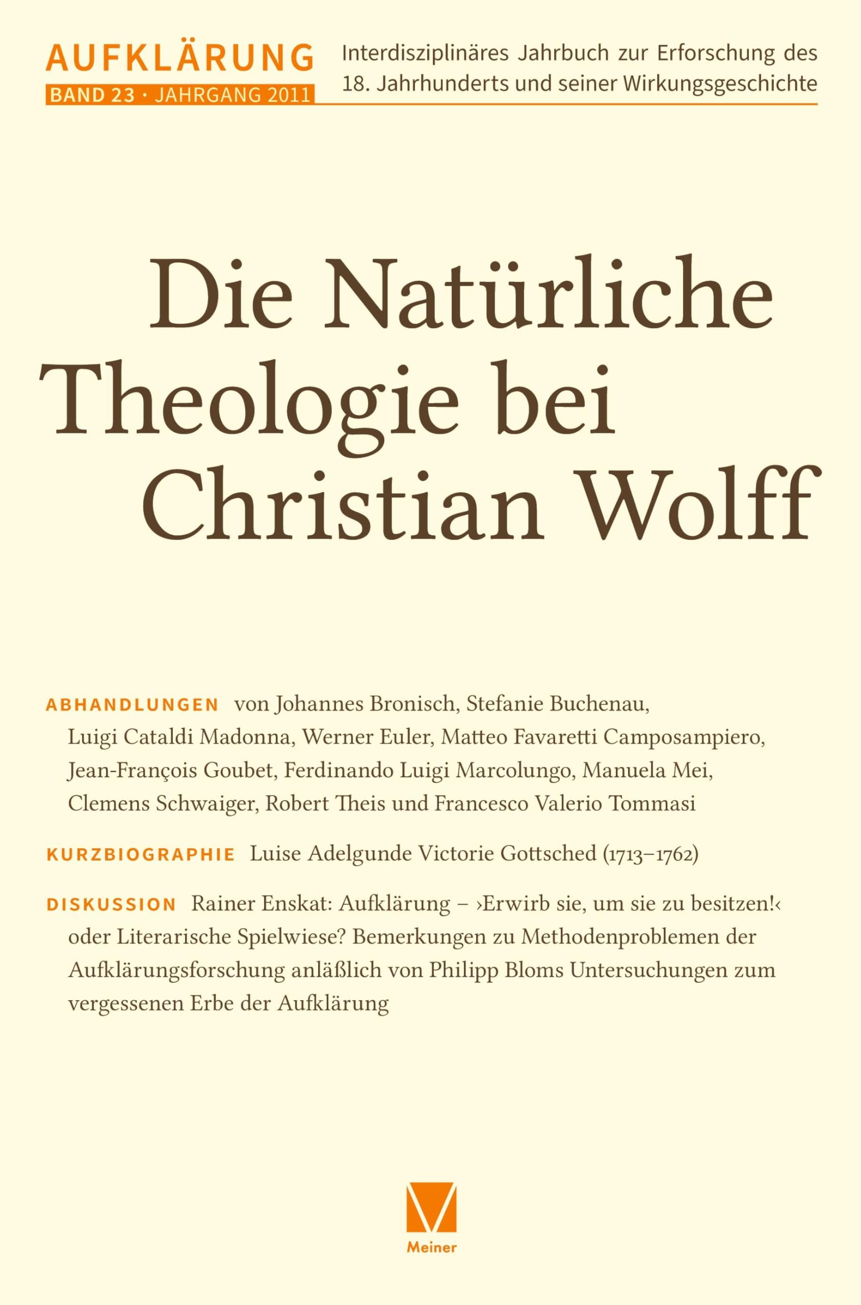 Die Natürliche Theologie bei Christian Wolff
