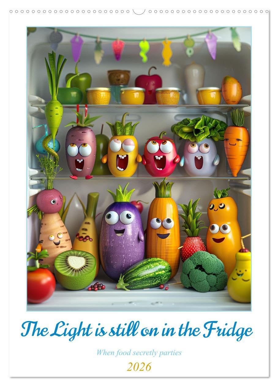 The Light ist still on in the Fridge (Wall Calendar 2026 DIN A2 portrait), CALVENDO 12 Month Wall Calendar: Discover the secret party of food