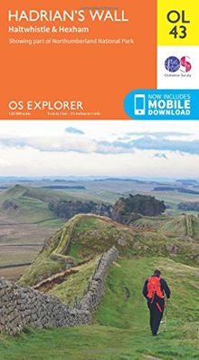 Hadrian's Wall 1 : 25 000: Haltwhistle & Hexham. Showing part of the Northumberland National Park, Hadrian's Wall Path and Pennine Way (OS Explorer Map)