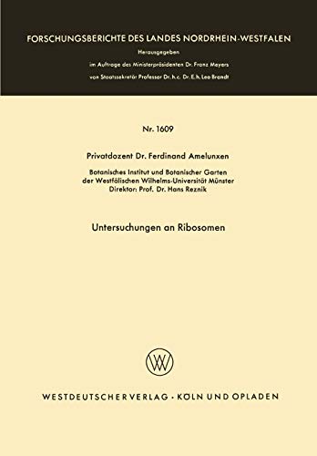Untersuchungen an Ribosomen (Forschungsberichte des Landes Nordrhein-Westfalen, 1609, Band 1609)