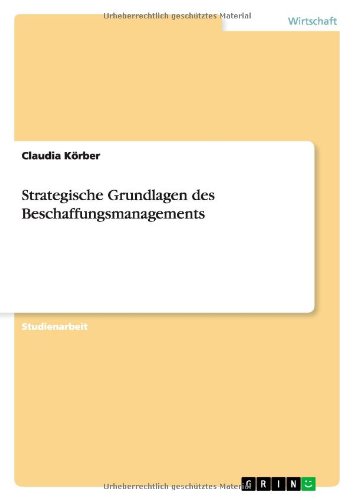 Strategische Grundlagen des Beschaffungsmanagements