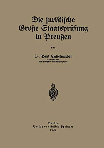 Die Juristische Große Staatsprüfung in Preußen