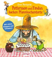 Pettersson und Findus backen Pfannkuchentorte: Mit vielen Klappen und Schiebern. Pappbilderbuch zum Mitmachen mit lustiger Geburtstags-Geschichte von Sven Nordqvist für Kinder ab 2 Jahren