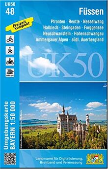 UK50-48 Füssen (Umgebungskarte 1:50000): Pfronten, Reutte, Nesselwang, Halblech, Steingaden, Forggensee, Neuschwanstein, Hohenschwangau, Ammergauer ... Karte Freizeitkarte Wanderkarte)