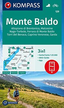 KOMPASS Wanderkarte 129 Monte Baldo, Malcesine, Nago-Torbole, Garda 1:25.000: 3in1 Wanderkarte mit Aktiv Guide inklusive Karte zur offline Verwendung in der KOMPASS-App. Fahrradfahren.