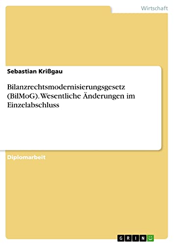 Bilanzrechtsmodernisierungsgesetz (BilMoG). Wesentliche Änderungen im Einzelabschluss: Diplomarbeit