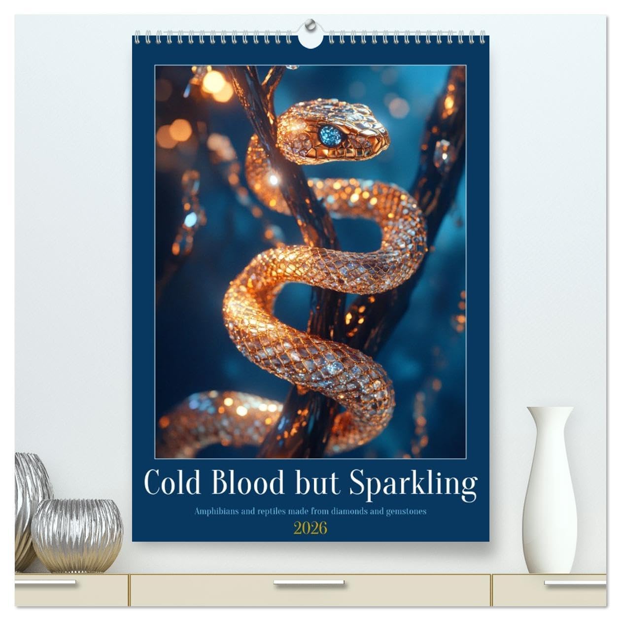 Cold Blood but Sparkeling (High Quality Premium Wall Calendar 2026 DIN A2 portrait),CALVENDO 12 Month Wall Calendar: If nature shone in gold and precious stones