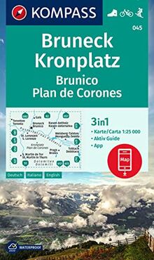 KOMPASS Wanderkarte 045 Bruneck, Kronplatz / Brunico, Plan de Corones 1:25.000: 3in1 Wanderkarte mit Aktiv Guide inklusive Karte zur offline Verwendung in der KOMPASS-App. Fahrradfahren. Skitouren.