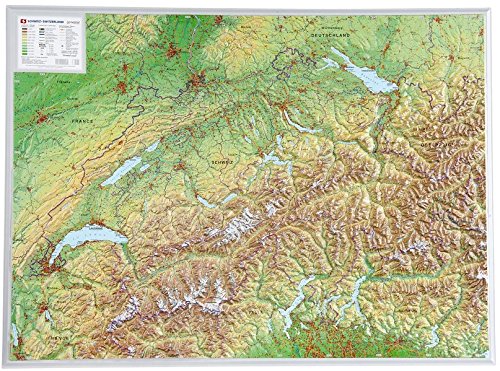 Georelief Schweiz 1, 500.000 Ohne Rahmen, Reliefkarte Schweiz 1, 500.000 Ohne Rahmen (Tiefgezogenes Kunststoffrelief)