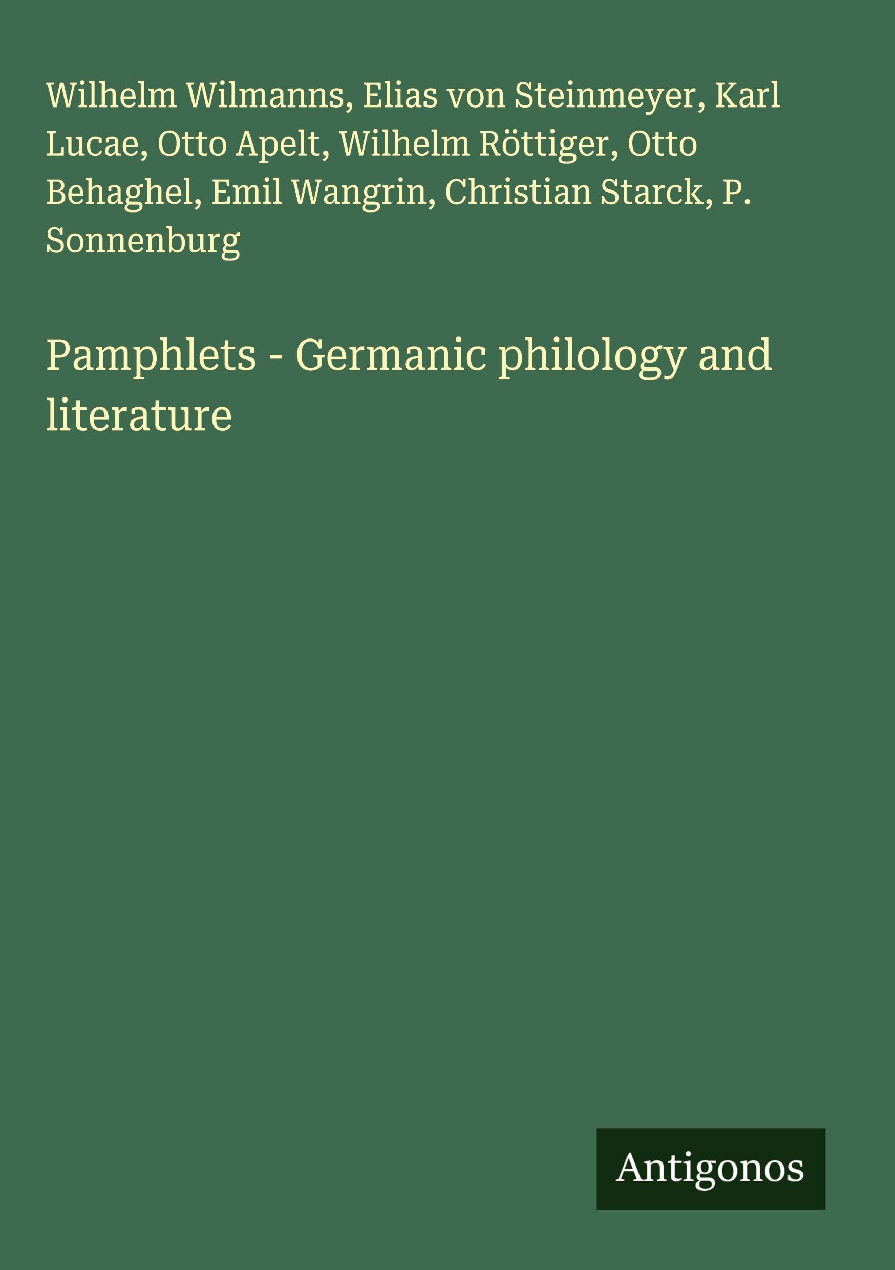 Pamphlets - Germanic philology and literature