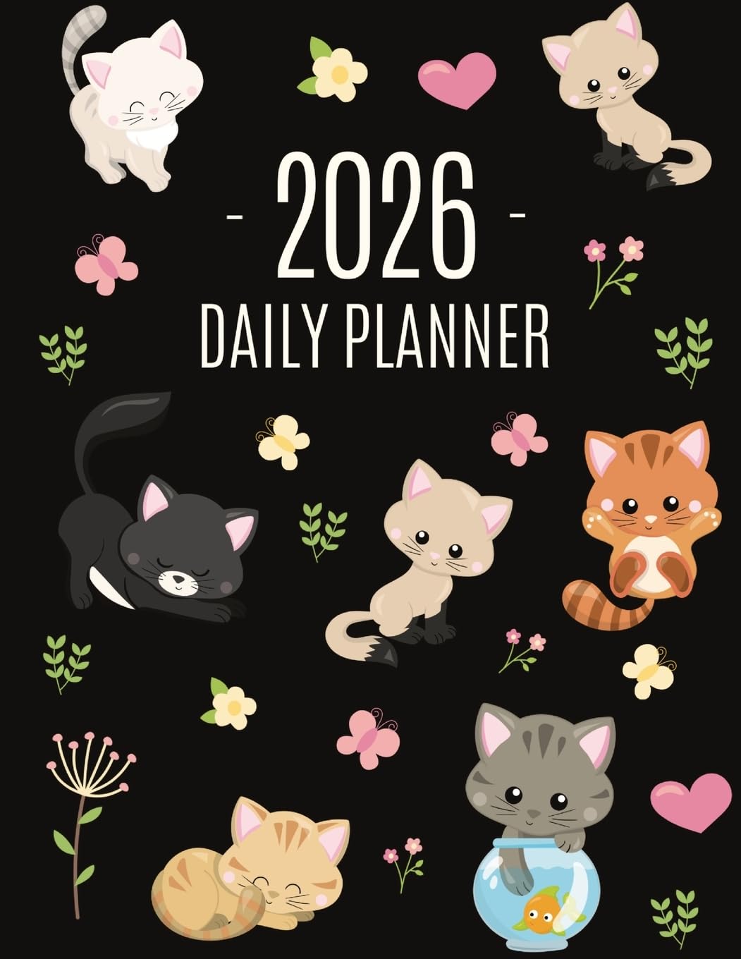 Press, Happy Oak Tree Cats Daily Planner 2026, Make 2026 A Meowy Year! | Cute Kitten Year Organizer, January-December (12 Months)