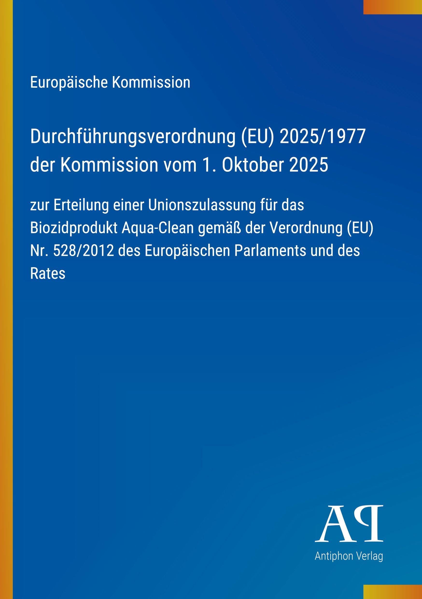 Durchführungsverordnung (EU) 2025/1977 der Kommission vom 1. Oktober 2025