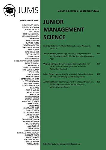 Junior Management Science, Volume 4, Issue 3, September 2019