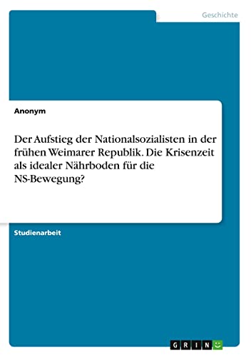 Der Aufstieg der Nationalsozialisten in der frühen Weimarer Republik. Die Krisenzeit als idealer Nährboden für die NS-Bewegung?