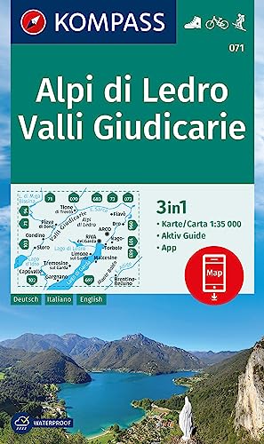 KOMPASS Wanderkarte 071 Alpi di Ledro, Valli Giudicarie 1:35.000: 3in1 Wanderkarte mit Aktiv Guide inklusive Karte zur offline Verwendung in der KOMPASS-App. Fahrradfahren. Skitouren.