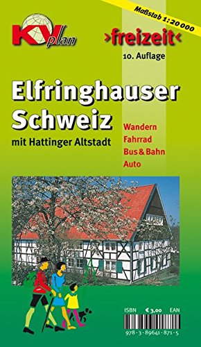 Elfringhauser Schweiz: Freizeitkarte 1:20.000 mit Innenstadt von Hattingen 1:2.500