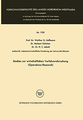 Studien zur Wirtschaftlichen Verfahrensforschung (Operations Research)