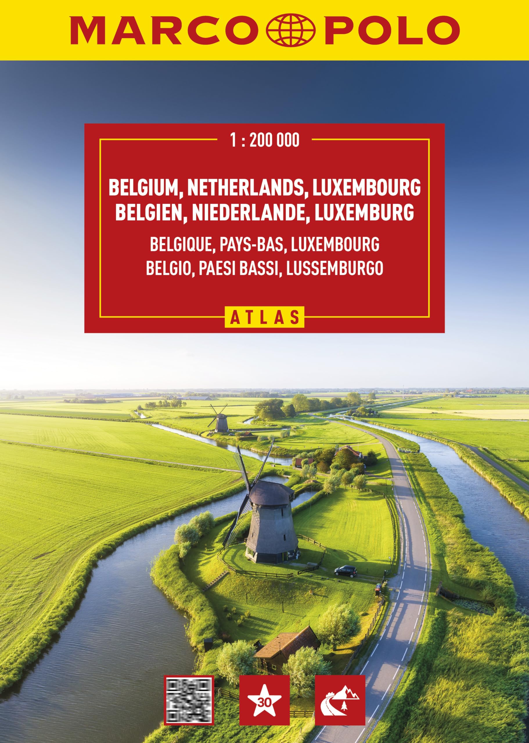 MARCO POLO Reiseatlas Benelux 1:200.000: Belgien, Niederlande, Luxemburg - Straßenatlas und Autoatlas mit Europa in 1:4,5 Mio. Spiralbindung