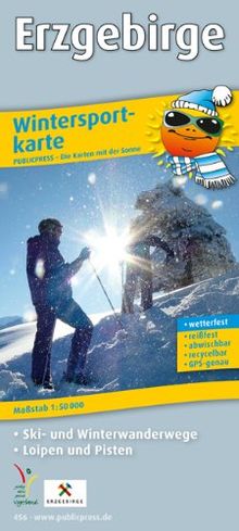 Wintersportkarte Mittleres und Westliches Erzgebirge: Mit Ski- und Winterwanderwegen, Loipen und Pisten, wetterfest, reissfest, abwischbar, GPS-genau. 1:50000