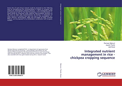 Integrated nutrient management in rice - chickpea cropping sequence