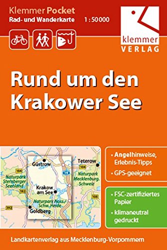Klemmer Pocket Rad- und Wanderkarte Rund um den Krakower See: GPS geeignet, Erlebnis-Tipps auf der Rückseite, 1:50000