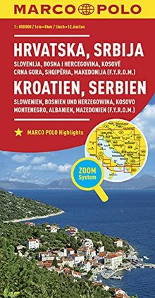 MARCO POLO Länderkarte Kroatien, Serbien, Bosnien und Herzegowina 1:800 000: Slowenien, Kosovo, Montenegro, Albanien, Mazedonien (MARCO POLO Länderkarten)