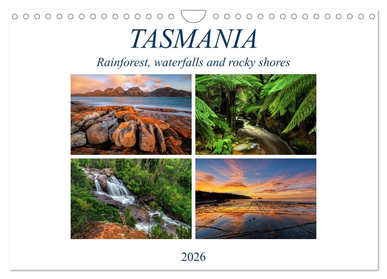 Tasmania Rainforest, waterfalls and rocky shores (Wall Calendar 2026 DIN A4 landscape), CALVENDO 12 Month Wall Calendar: A journey through pristine rainforests and along rocky coasts