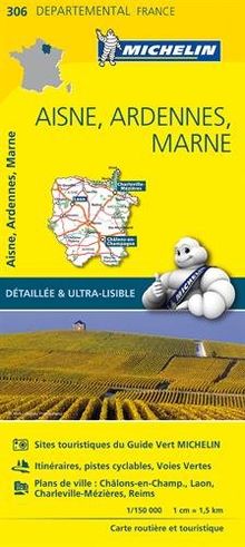 Carte Aisne, Ardennes, Marne Michelin