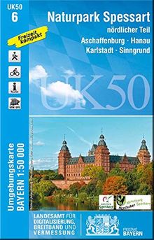 UK50-6 Naturpark Spessart nördlicher Teil: Aschaffenburg, Hanau, Karlstadt, Sinngrund, Seligenstadt, Gemünden a.Main, Lohr a.Main, Erlenbach a.Main, ... Karte Freizeitkarte Wanderkarte)