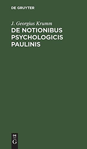 De notionibus psychologicis Paulinis: Dissertatio