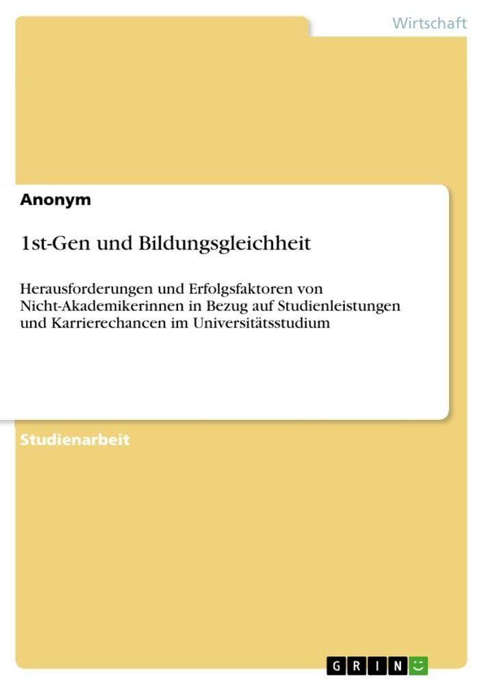 1st-Gen und Bildungsgleichheit