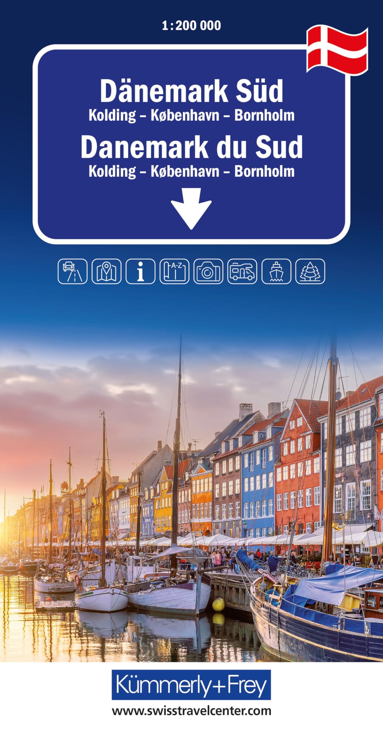 Kümmerly+Frey Regional-Strassenkarte Dänemark Süd 1:200.000: Mit Kolding, Kopenhagen und Bornholm. Inkl. Stadtpläne, Ortsverzeichnis und Reiseinformationen