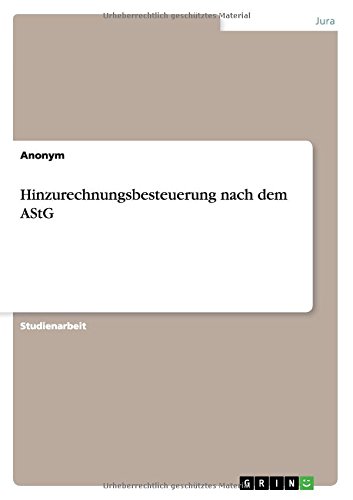 Hinzurechnungsbesteuerung nach dem AStG
