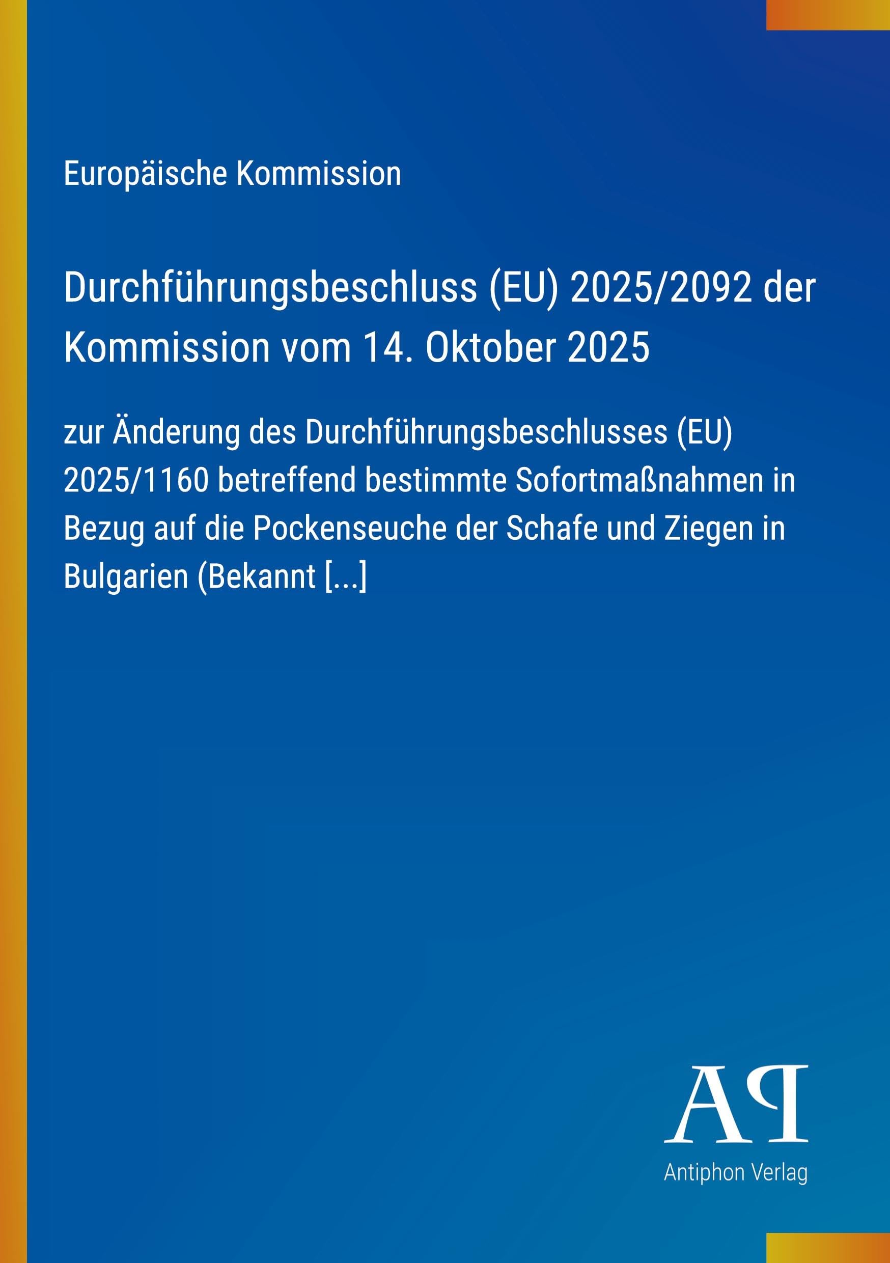 Durchführungsbeschluss (EU) 2025/2092 der Kommission vom 14. Oktober 2025