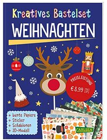 Bastelspaß für Kinder: Kreatives Bastelset: Weihnachten: Mit buntem Bastelpapier, festlichen Stickern und Mini-Tannenbaum | Basteln in der Weihnachtszeit mit Kindern ab 6 Jahren