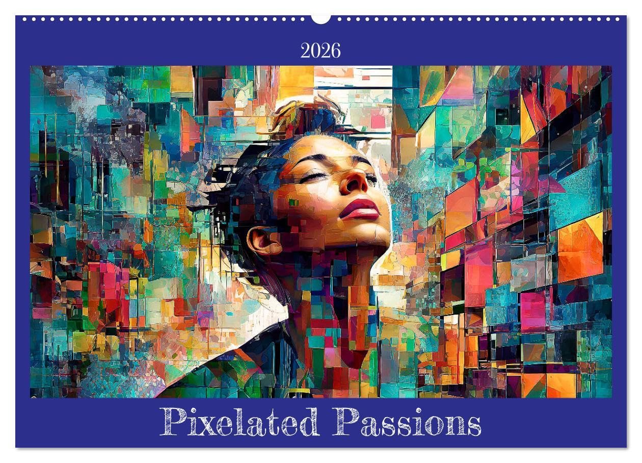 Pixelated Passions (Wall Calendar 2026 DIN A2 landscape), CALVENDO 12 Month Wall Calendar: Emotions in Glitch Art