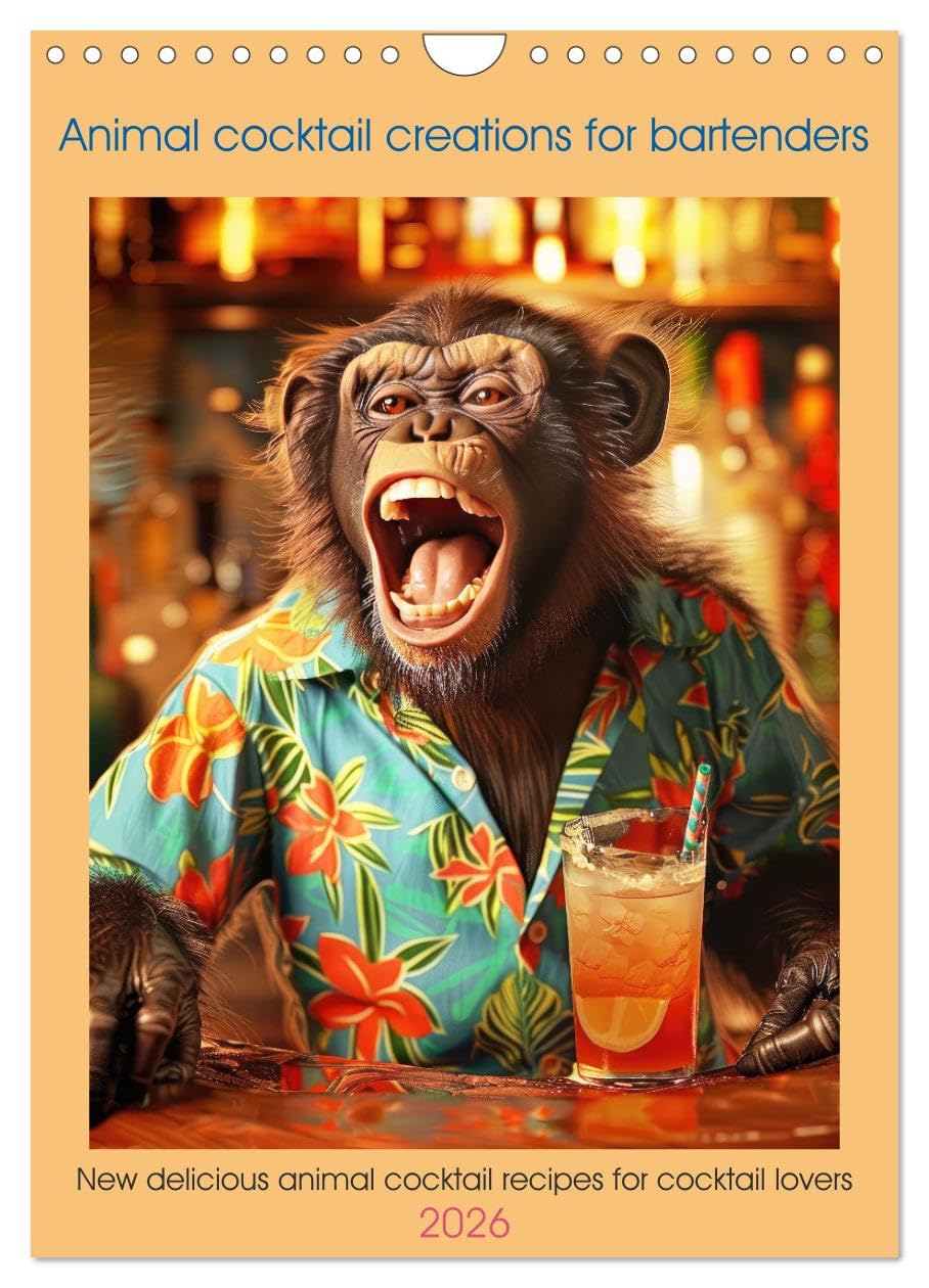 Animal cocktail creations for bartenders (Wall Calendar 2026 DIN A4 portrait), CALVENDO 12 Month Wall Calendar: New delicious animal cocktail recipes for cocktail lovers