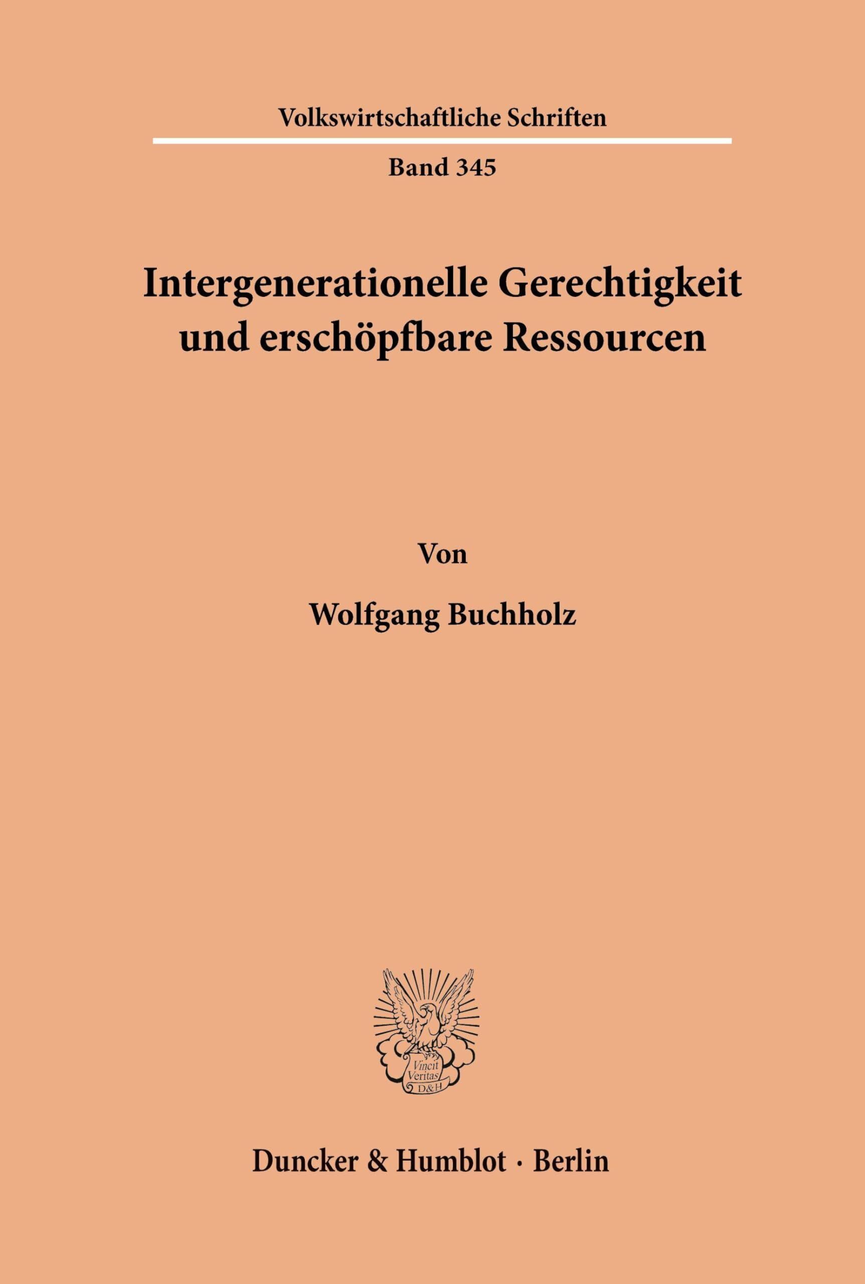 Intergenerationelle Gerechtigkeit und erschöpfbare Ressourcen.