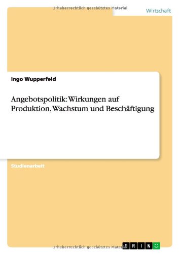 Angebotspolitik: Wirkungen auf Produktion, Wachstum und Beschäftigung