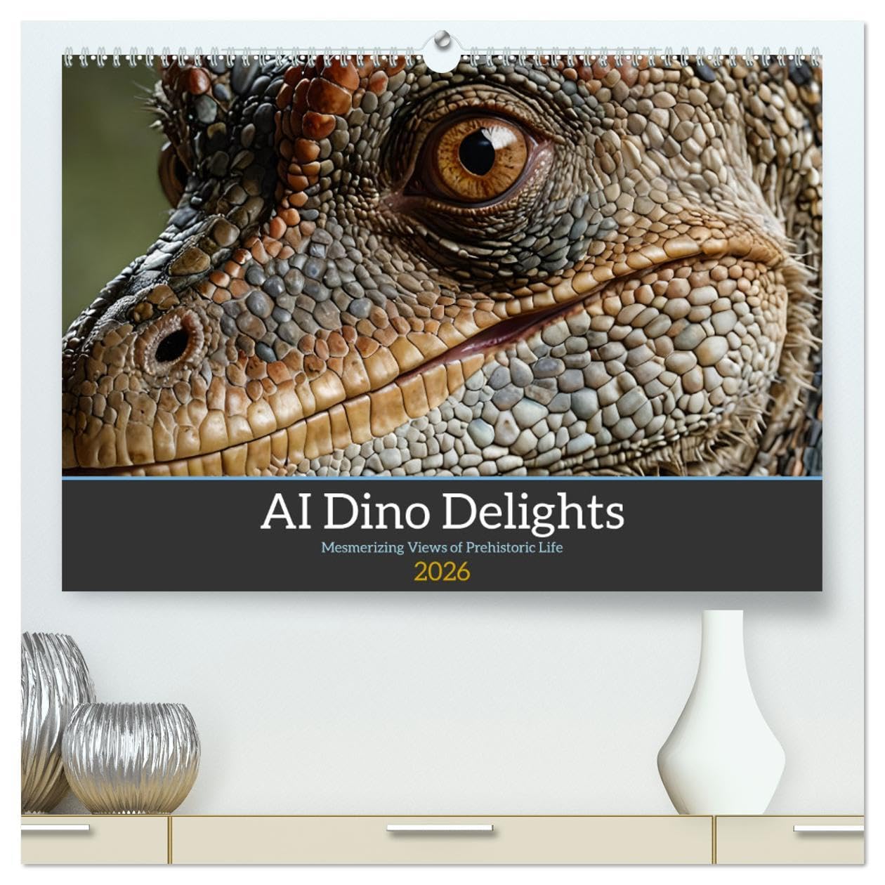AI Dino Delights Mesmerizing Views of Prehistoric Life (High Quality Premium Wall Calendar 2026 DIN A2 landscape),CALVENDO 12 Month Wall Calendar: ... Brachiosaurus, Mosasaurus, and Stegosaurus.