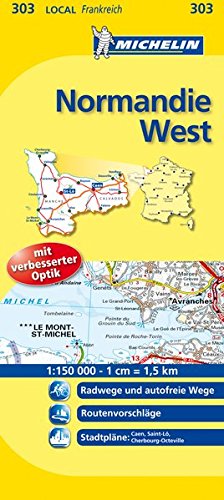 Michelin Normandie West: Straßen- und Tourismuskarte (MICHELIN Localkarten, Band 303)