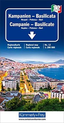 Kampanien - Basilicata: Neapel-Potenza-Bari. Regionalkarte Nr. 12. Massstab 1:200000 (Kümmerly+Frey Reisekarten)