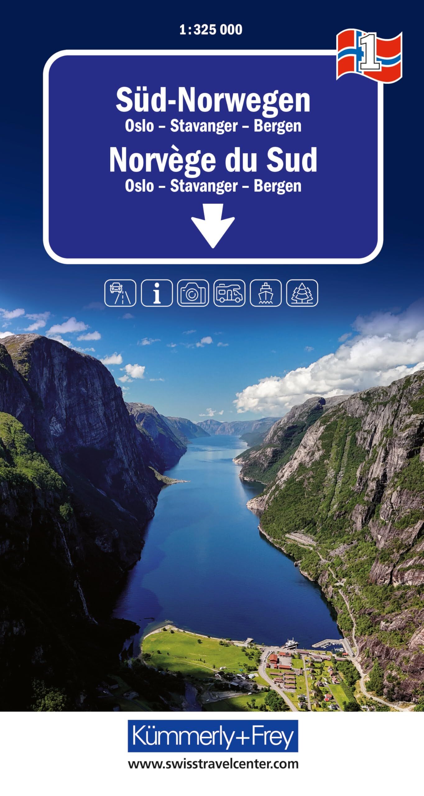 Kümmerly+Frey Regional-Strassenkarte 1 Süd-Norwegen 1:325.000
