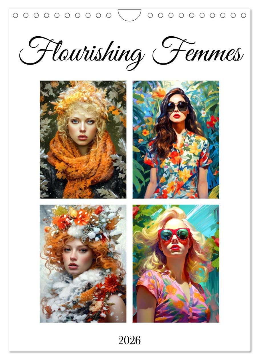 Flourishing Femmes (Wall Calendar 2026 DIN A4 portrait), CALVENDO 12 Month Wall Calendar: Embark on a journey through the realms of Flourishing Femmes ... your senses with their everlasting allure.