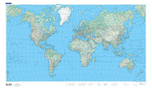 Welt physikalisch 1:50 Mio. Poster: Laminiert (Kümmerly+Frey Welt- und Kontinentkarten)
