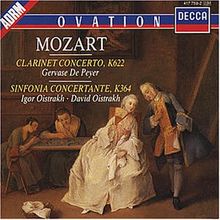 Clarinet Concerto, K622, Sinfonia Concertante KV 364