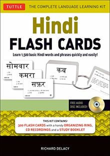 Hindi Flash Cards Kit: Learn 1,500 basic Hindi words and phrases quickly and easily! (Audio CD Included)