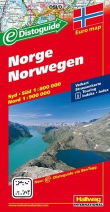 Norwegen Süd 1 : 800 000 Nord 1 : 900 000 (Hallwag-Karten): Straßenkarte mit Sehenswürdigkeiten, Reiseinformationen, Index und Distoguide: ... Index ... Index und Distoguide. (Road Map)