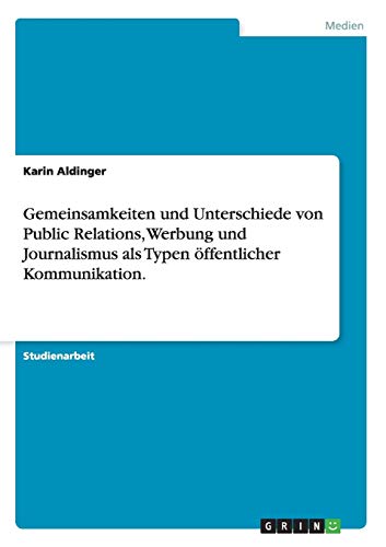 Gemeinsamkeiten und Unterschiede von Public Relations, Werbung und Journalismus als Typen öffentlicher Kommunikation.